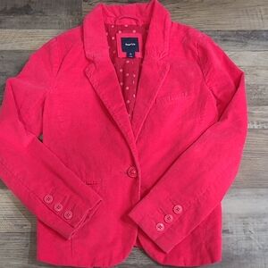 Gap Kids Hot Pink Size Large(10) Crushed Velvet 1 Button Jacket Blazer